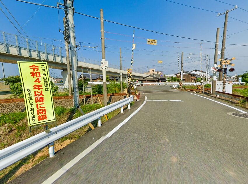 伊予富田駅付近の踏切迂回路